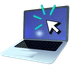 Icône d’un curseur cliquant sur un ordinateur portable.